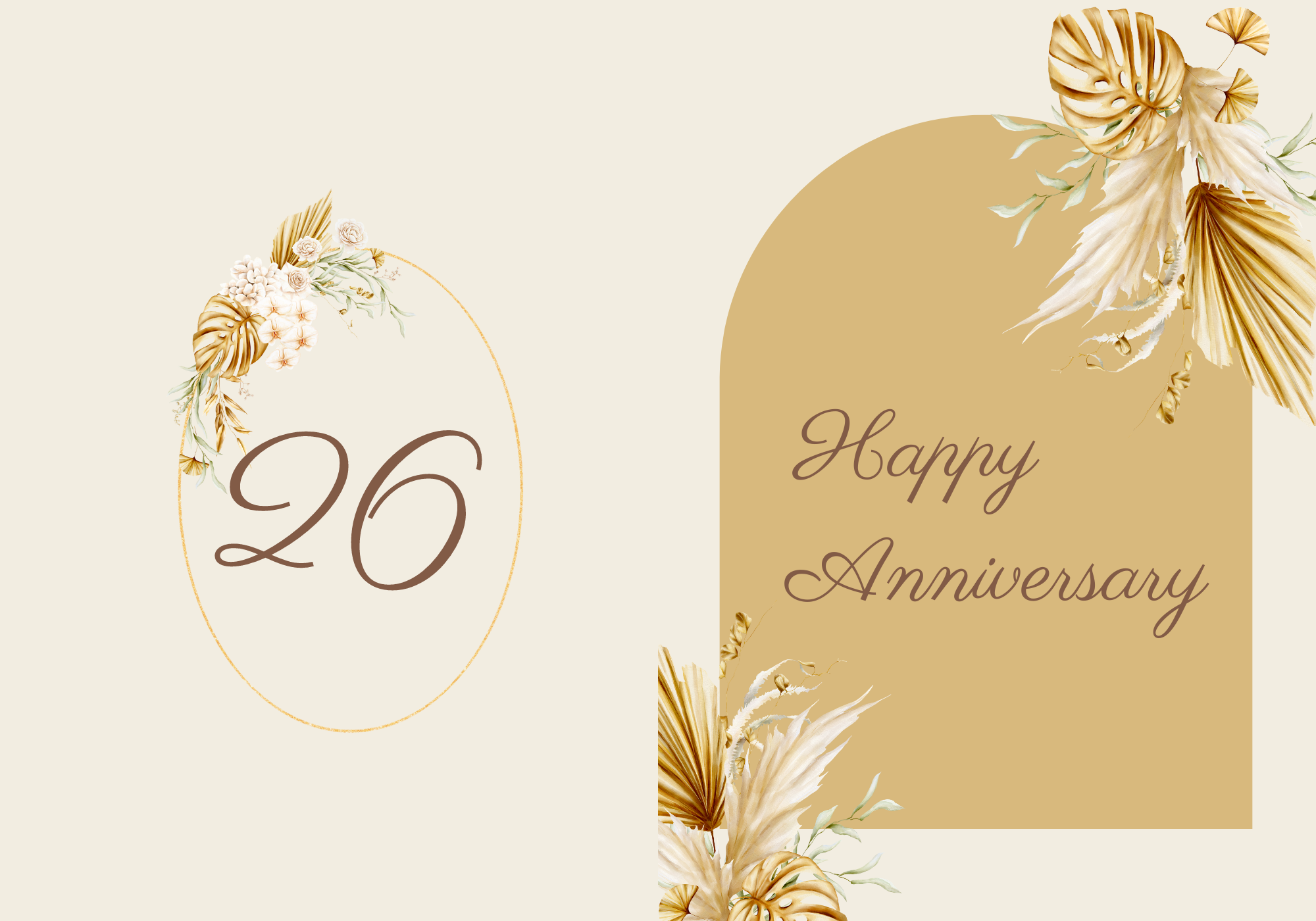 Happy 26th Anniversary Card Canva Template from Spouse by Honey Bunny